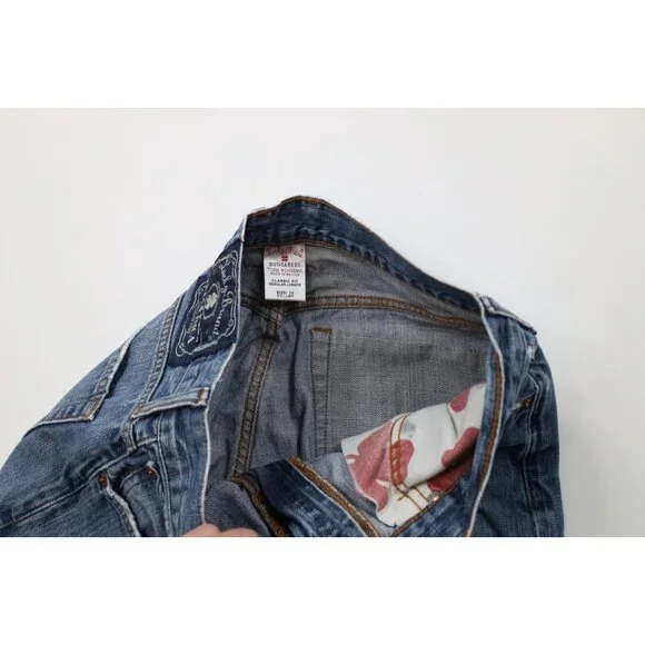 Vintage Y2K Lucky Brand Mens 32x32 Distressed Flared Wide Leg Denim Jeans Blue